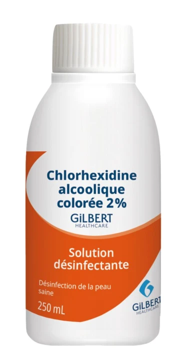 Chlorhexidine alcoolique colorée à 2%