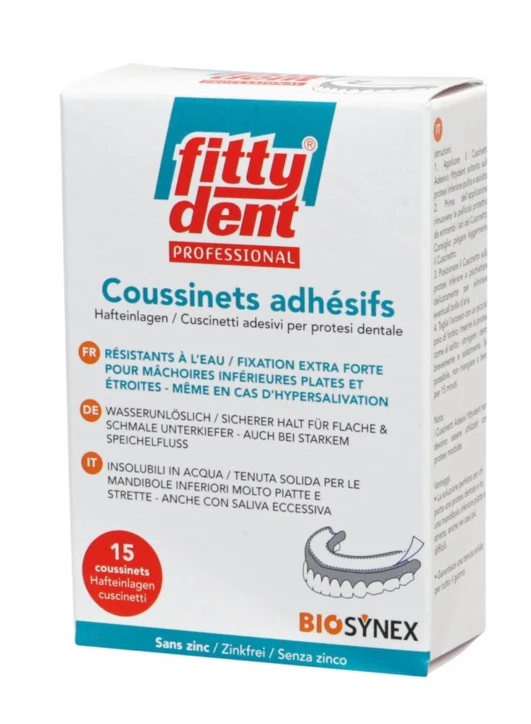 Coussinet adhésif pour prothèse dentaire inférieure FITTYDENT