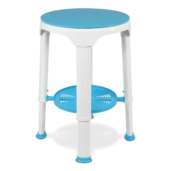 Tabouret de douche avec assise rotative et tablette