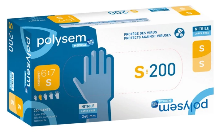 Gant d'examen nitrile non poudré Polysem.Médical
