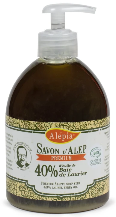 Savon liquide d'Alep Premium 40% d'huile de baie de laurier BIO