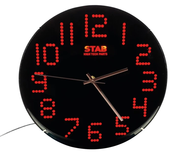 Horloge ronde murale à LED rouge