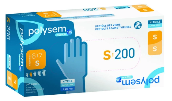 Gant d'examen nitrile non poudré Polysem