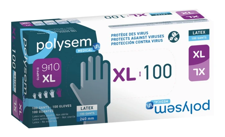 Gant d'examen latex non poudré Polysem.medical