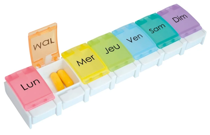 Pilulier hebdomadaire ergonomique