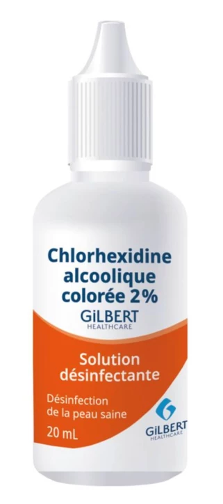 Chlorhexidine alcoolique colorée à 2%