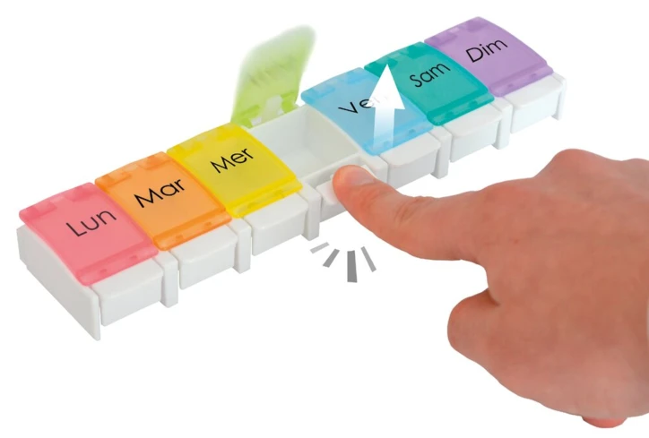 Pilulier hebdomadaire ergonomique