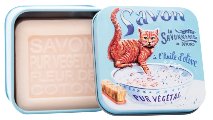 Savon boîte métal FLEUR DE COTON