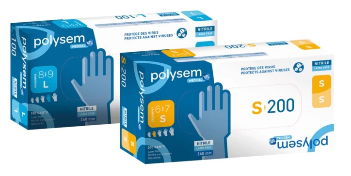 Gant d'examen nitrile non poudré Polysem.Médical