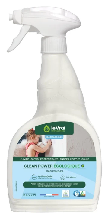 Nettoyant détachant toutes surfaces lavables CLEAN POWER